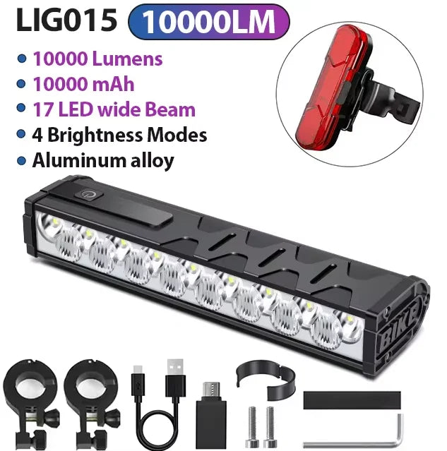 NEWBOLER Bicycle Light Front 10000Lumen Bike Light 10000mAh Waterproof Flashlight USB Charging MTB Road Cycling Lamp Accessories