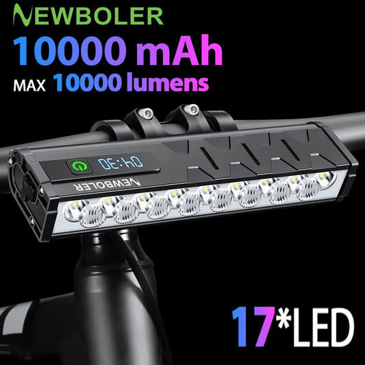 NEWBOLER Bicycle Light Front 10000Lumen Bike Light 10000mAh Waterproof Flashlight USB Charging MTB Road Cycling Lamp Accessories