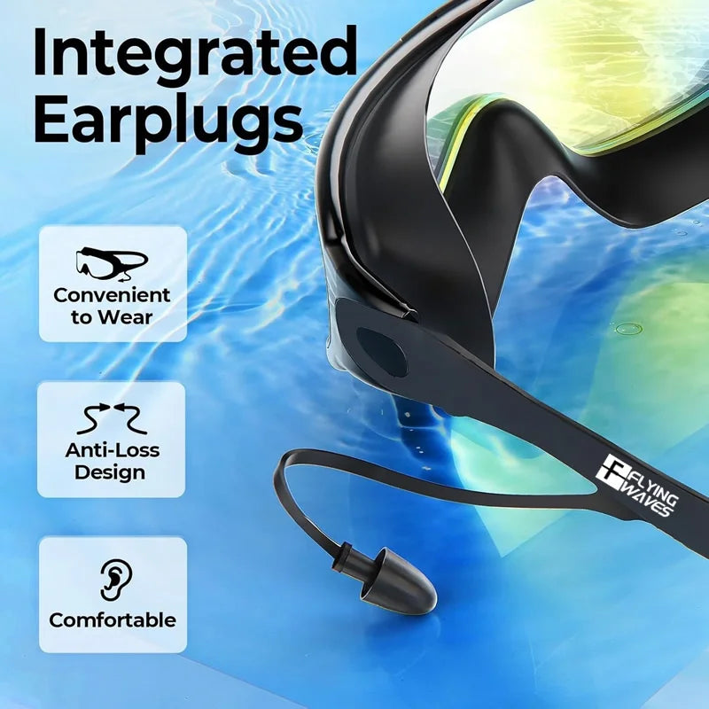 Large Frame Adult Swim Goggles Anti-Fog Wide View Coated Lens UV Protection Pool Swimming Glasses for Adult Youth Men Women