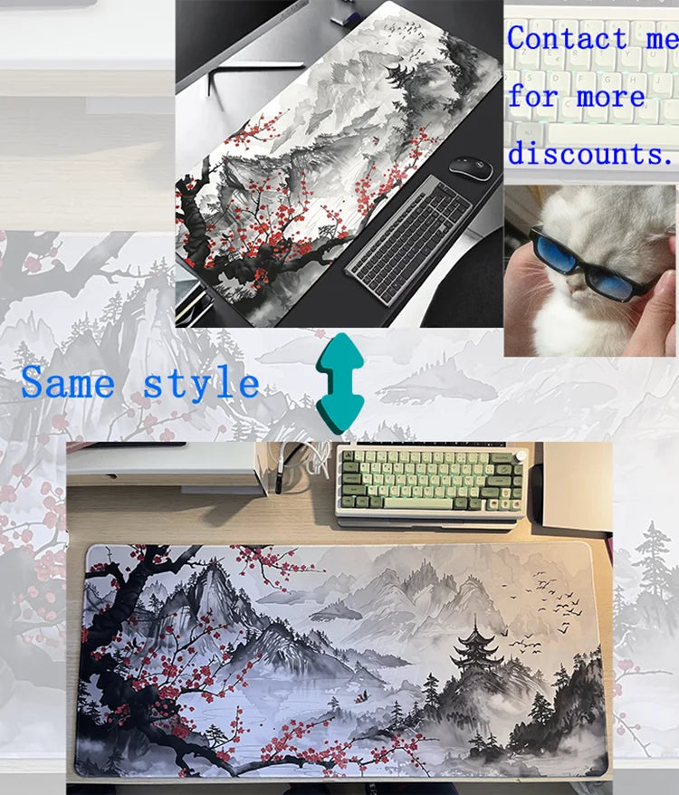 Sakura Scenery Mouse Pad Large Anti-Slip Rubber Gaming MousePad Durable Desk Pad Thick Seam Edge Suitable for Office and Gaming