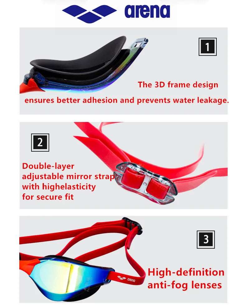 ARENA waterproof and anti fog racing professional high-definition swimming goggles UV400 competition training swimming equipment