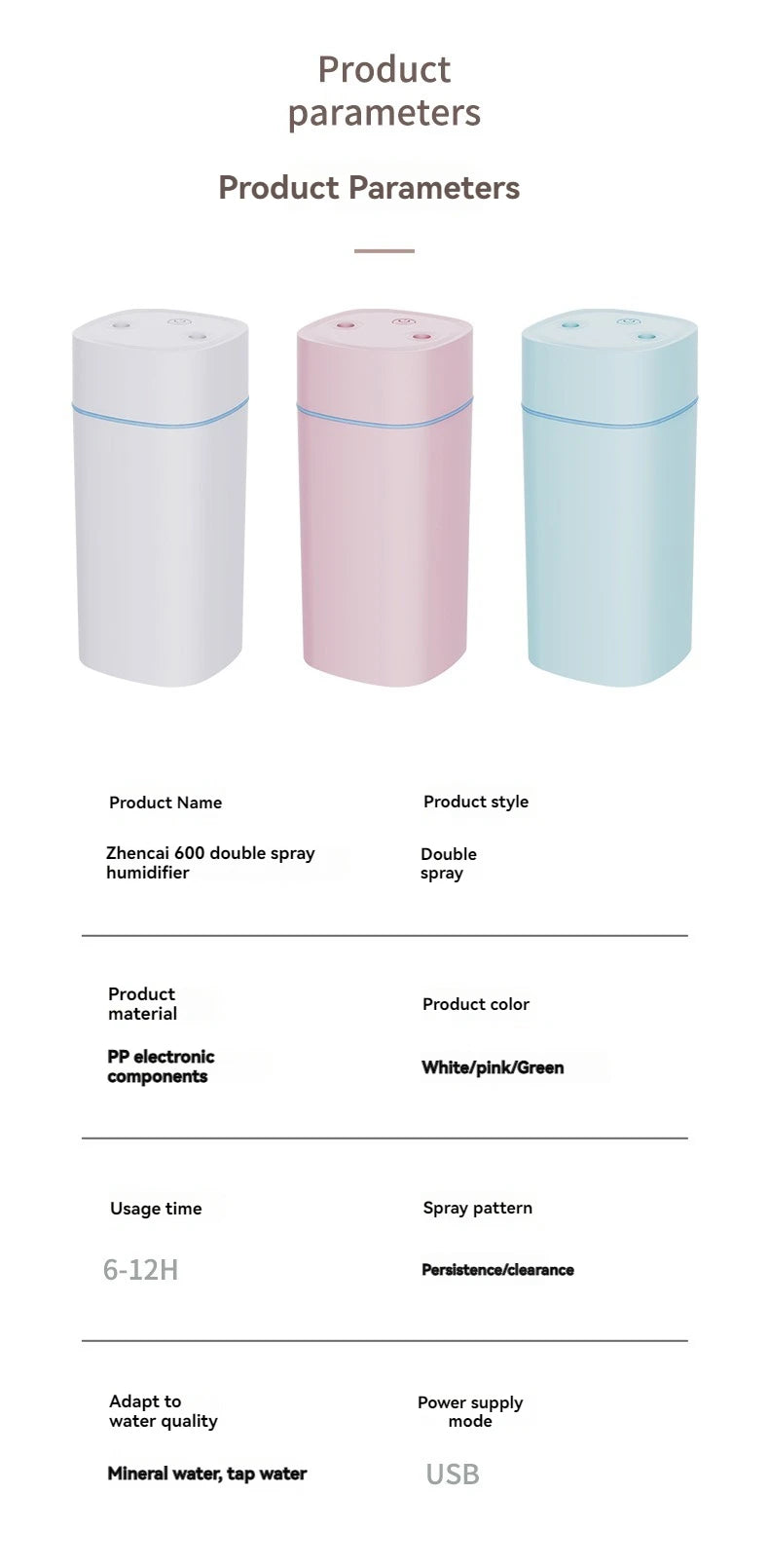 Dual-Nozzle USB Humidifier | 800ml/H Super Mist & Ultra Quiet | Car/Home Moisturizing Device