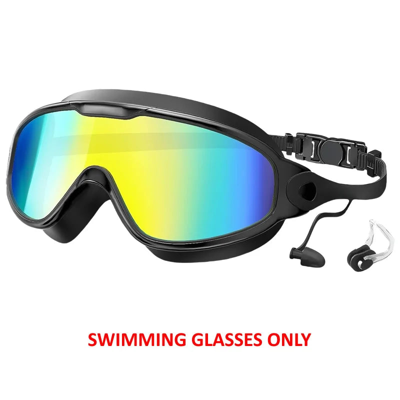 Large Frame Adult Swim Goggles Anti-Fog Wide View Coated Lens UV Protection Pool Swimming Glasses for Adult Youth Men Women