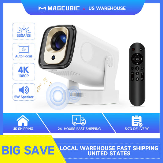 Magcubic HY310 Android 11 Projector 4K Native 1080P Auto Focus Native 330ANSI Dual Wifi BT5.4 Air Mouse Voice Home Outdoor Movie