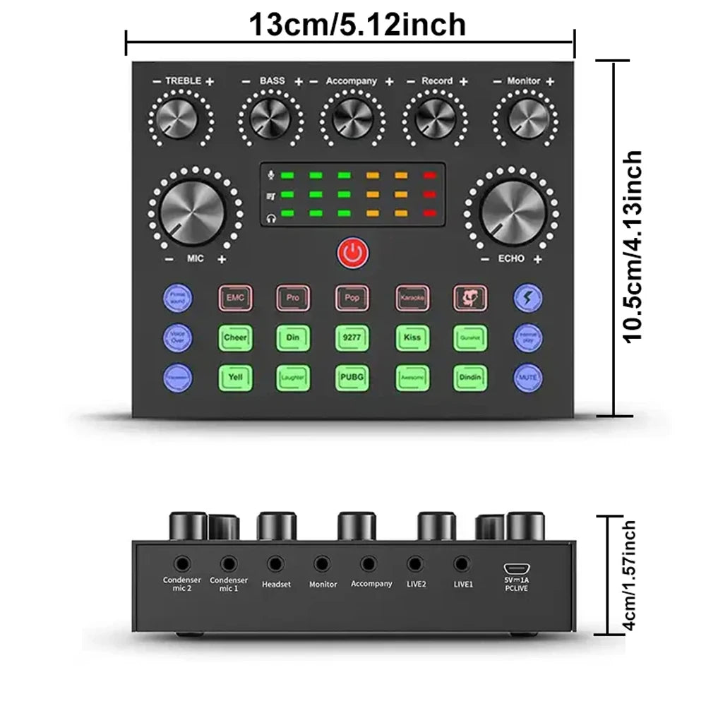 V8S Live Sound Card Podcast Equipment Live Broadcast DJ Device with BM800 Microphone Set For Music/Recording Live Streaming