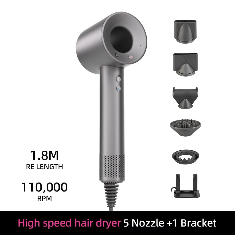Negative ion hair dryer with high speed and no blades High power silent and quick drying Portable, suitable for home and travel