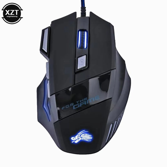 Wired Gaming Mouse 7-Color Backlight 5500 DPI Adjustable Black Wired Optical Computer Gaming Mice for PC Gamer Computer Desktop