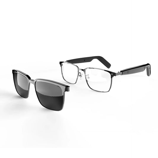 SG20 TWS 2-in-1 Smart Bluetooth Glasses - Convertible Sunglasses & Clear Lenses, Wireless Audio, Touch Control