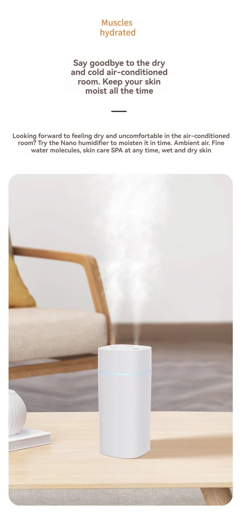 Dual-Nozzle USB Humidifier | 800ml/H Super Mist & Ultra Quiet | Car/Home Moisturizing Device