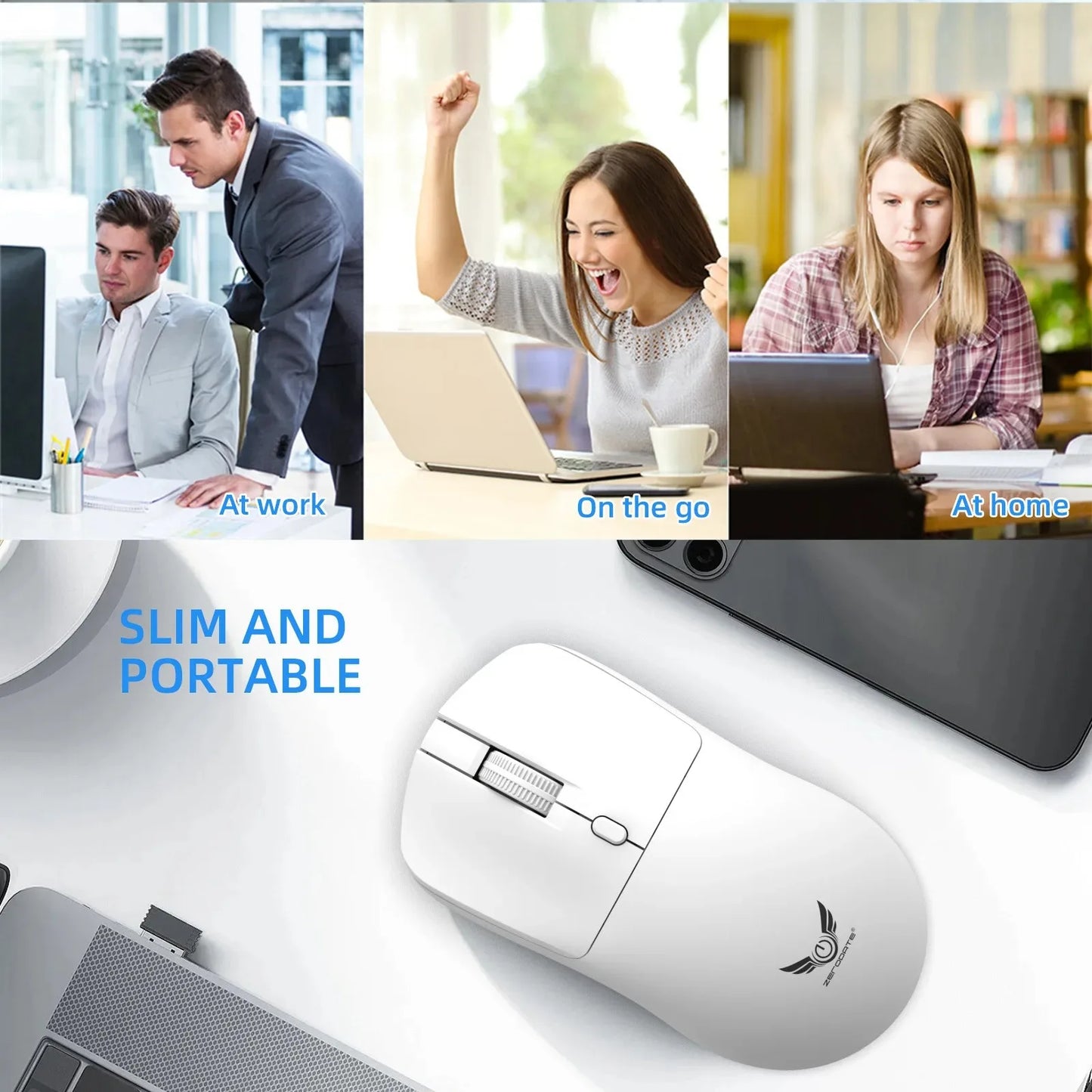 2.4G Wireless Mouse Gaming Mouse Ergonomic Mice 800-1200-1600 DPI Mouse Rechargeable Office Mice for PC Laptop Macbook Pro