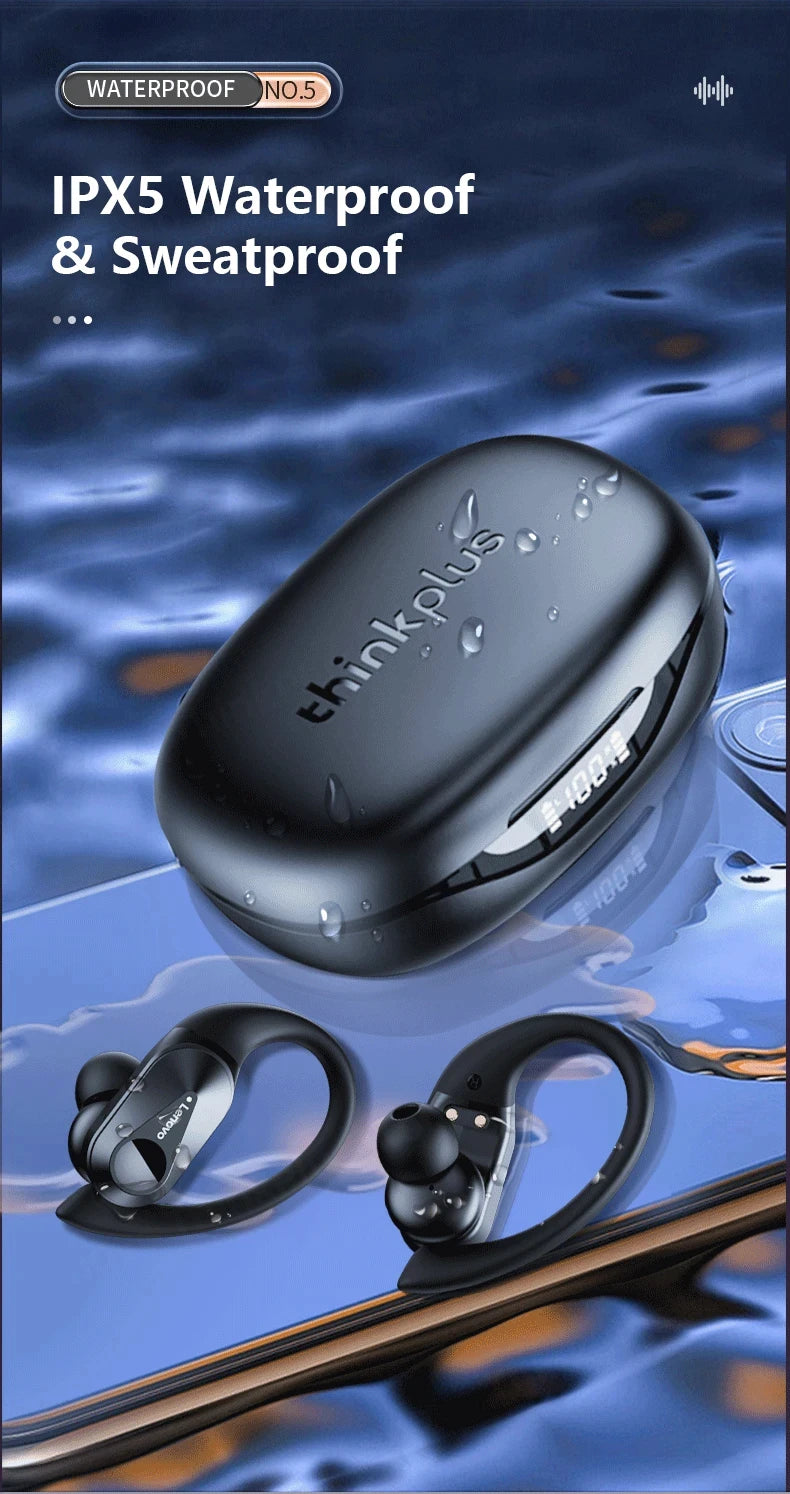Ship From US Lenovo LP75 Bluetooth 5.3 Headphones Wireless Music Earphones LED Digital Display Noise Reduction Game Earbuds New
