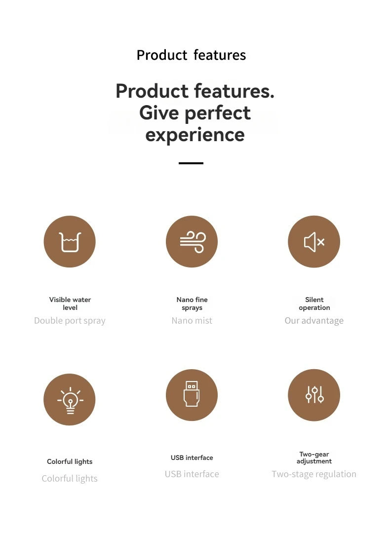 Dual-Nozzle USB Humidifier | 800ml/H Super Mist & Ultra Quiet | Car/Home Moisturizing Device