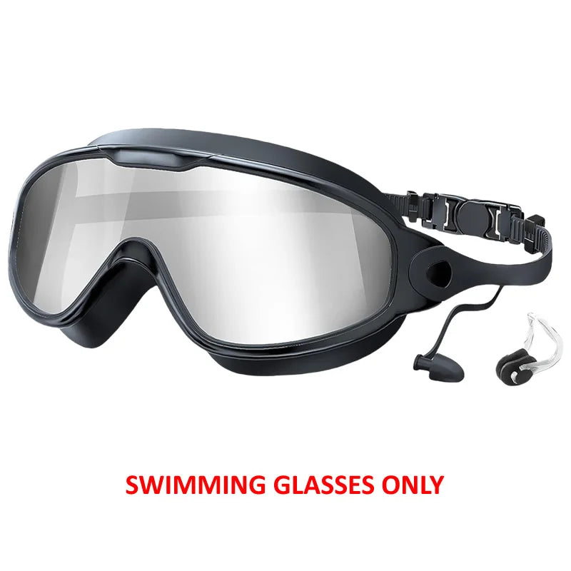 Large Frame Adult Swim Goggles Anti-Fog Wide View Coated Lens UV Protection Pool Swimming Glasses for Adult Youth Men Women