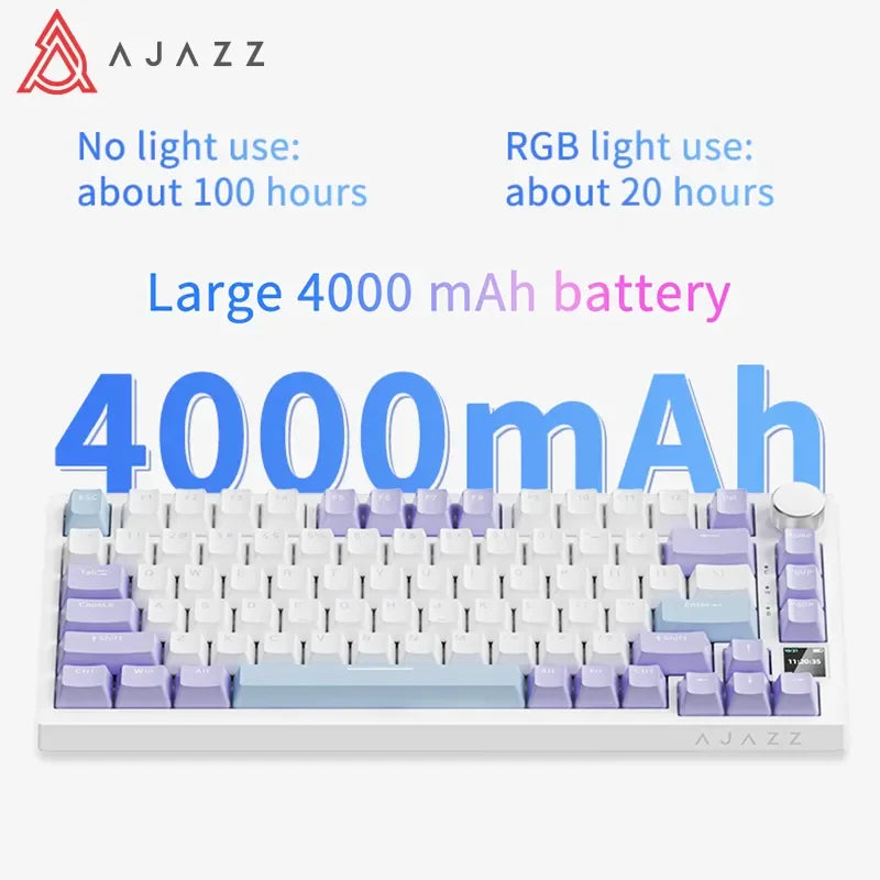 Ajazz Ak820 RGB Tri-Mode Gaming Mechanical Keyboard 82 Key Bluetooth 2.4GHz Wireless Gamer Keyboard Custom Gasket for Pc Laptop