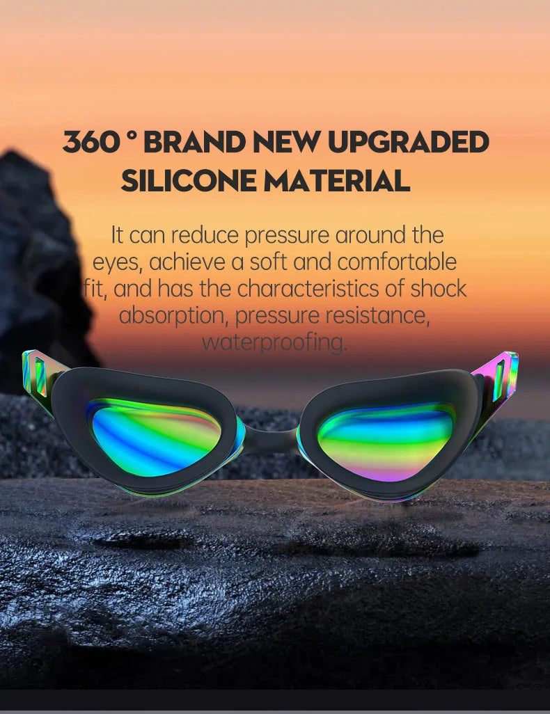 JSJM Professional Adult Anti-Fog Swimming Goggles Men Women With HD Wide-Angle Lens  Waterproof Adjustable Silicone Swim Glasses