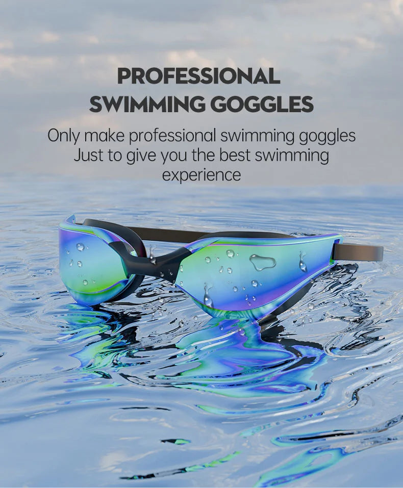 JSJM Professional Adult Anti-Fog Swimming Goggles Men Women With HD Wide-Angle Lens  Waterproof Adjustable Silicone Swim Glasses
