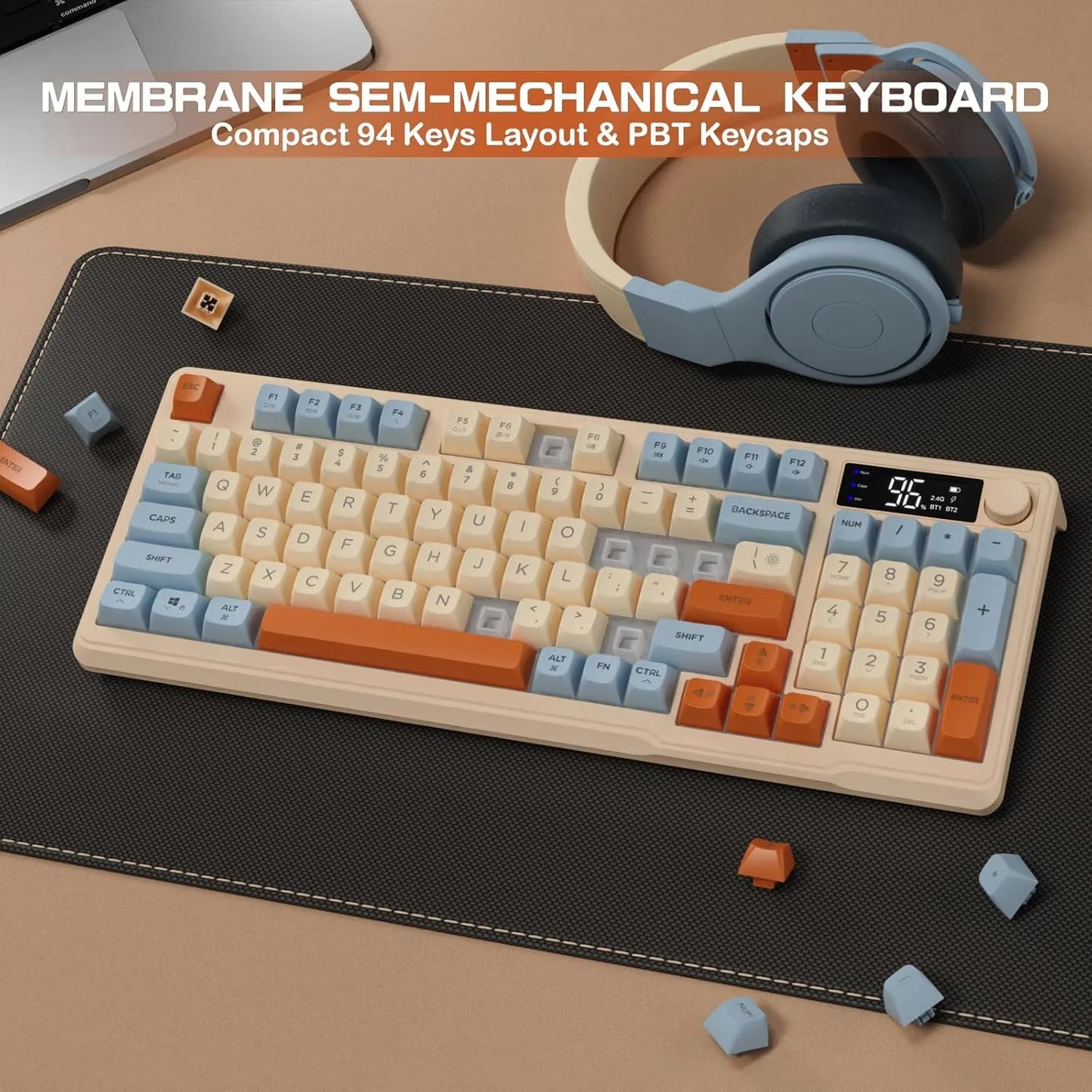 ZIYOU LANG M96 96% Membrane Wireless Gaming Keyboard BT/2.4G Silent Rainbow LED
