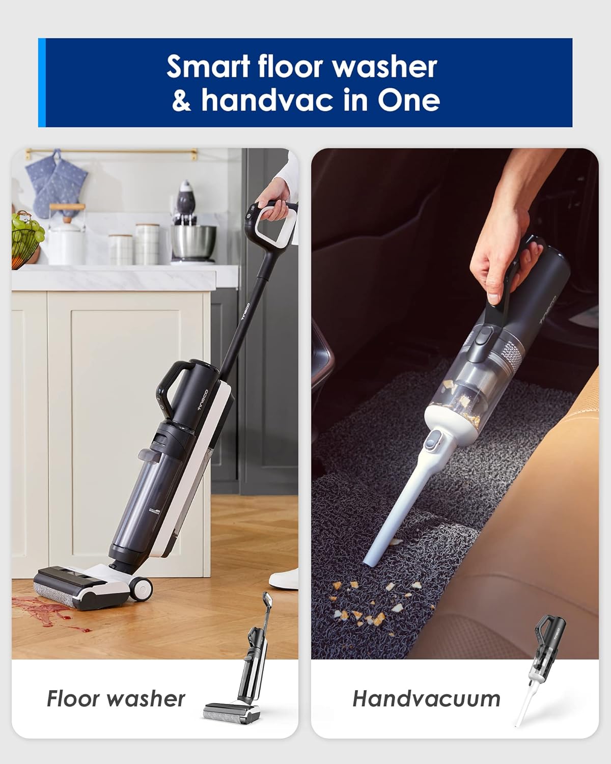 Tineco Smart Wet Dry Vacuum Cleaners, Floor Cleaner Mop 2-In-1 Cordless Vacuum For Multi-Surface, Lightweight And Handheld,