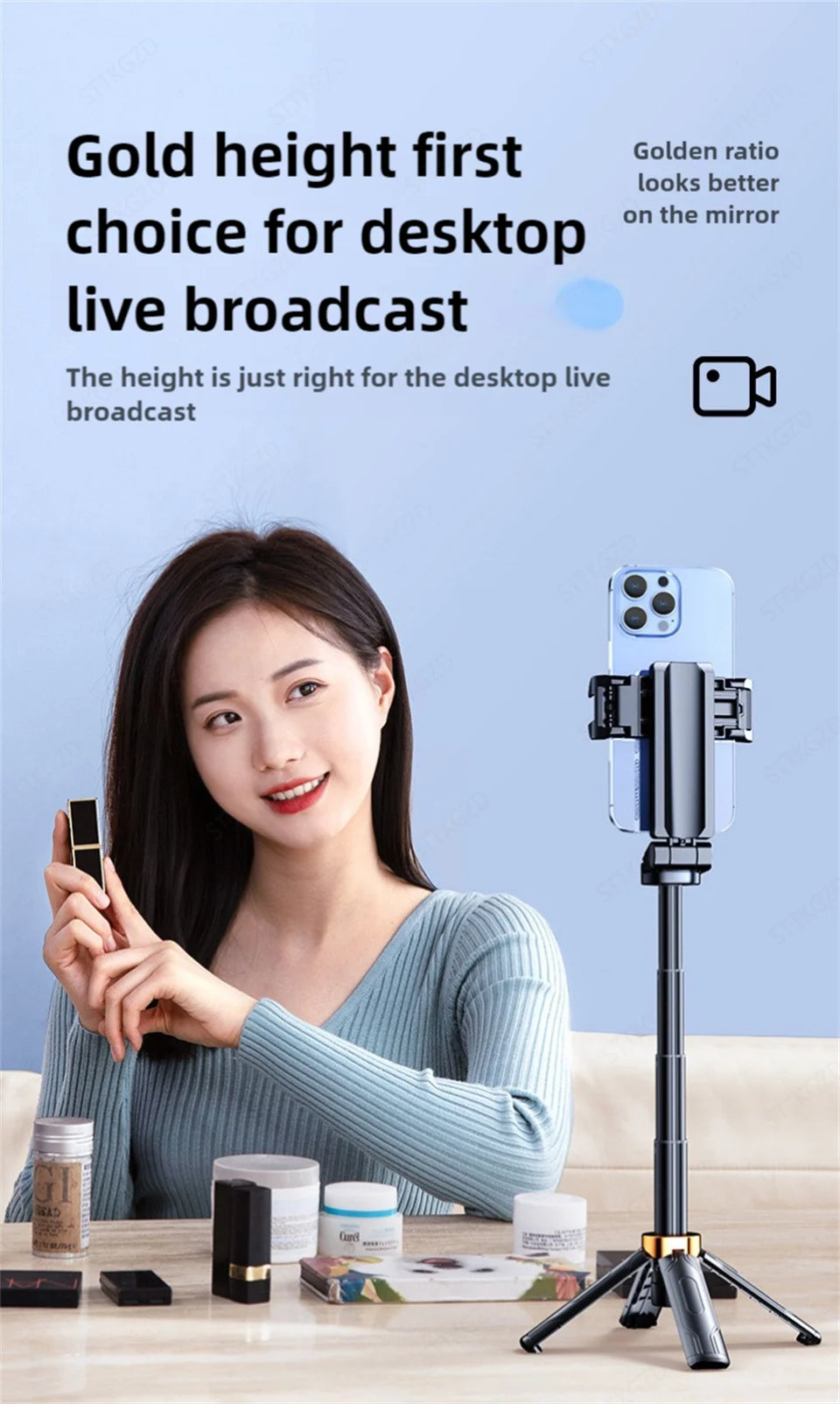 Super Mini Selfie Stick Portable Phone Holder Shooting Aid Versatile Integrated Design Bluetooth Remote For Live Broadcas