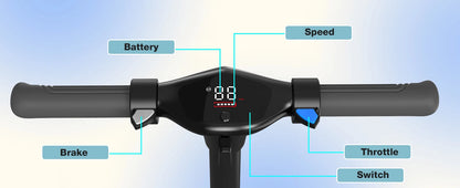 RCB R12 Electric Scooter for Kids Age 6-12, Colorful Lights, 6.5" Foldable E Scooter, LED Display, Lightweight Electric Scooter