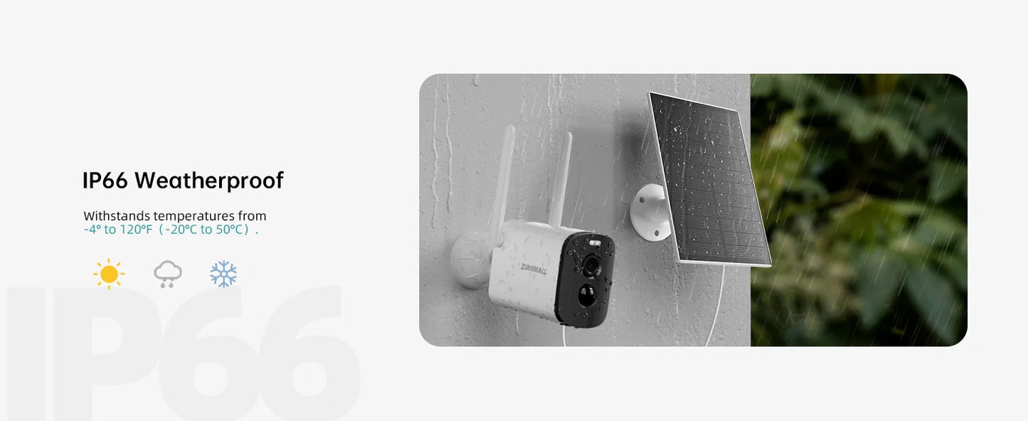 ZUMIMALL  2K Solar/battery Camera for Home Security, 3MP Color Night Vision, Wireless Outdoor,2.4GHz WiFi, 2-Way Talk,