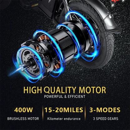 14 inch Electric Bike Folding 400W 48V 10AH 15AH Adults Ebike City Bicycle LED Turn Signal Lights 5 Shock Absorption