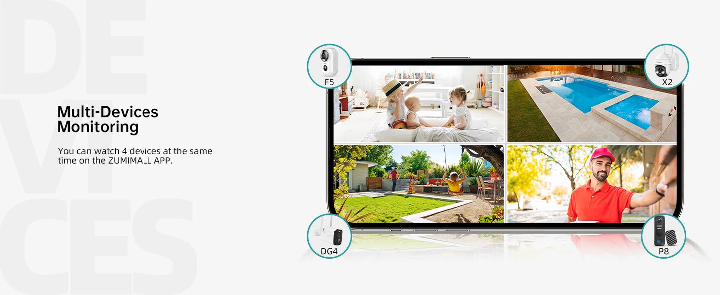 ZUMIMALL  2K Solar/battery Camera for Home Security, 3MP Color Night Vision, Wireless Outdoor,2.4GHz WiFi, 2-Way Talk,