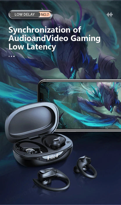 Ship From US Lenovo LP75 Bluetooth 5.3 Headphones Wireless Music Earphones LED Digital Display Noise Reduction Game Earbuds New