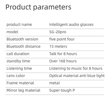 SG20 TWS 2-in-1 Smart Bluetooth Glasses - Convertible Sunglasses & Clear Lenses, Wireless Audio, Touch Control