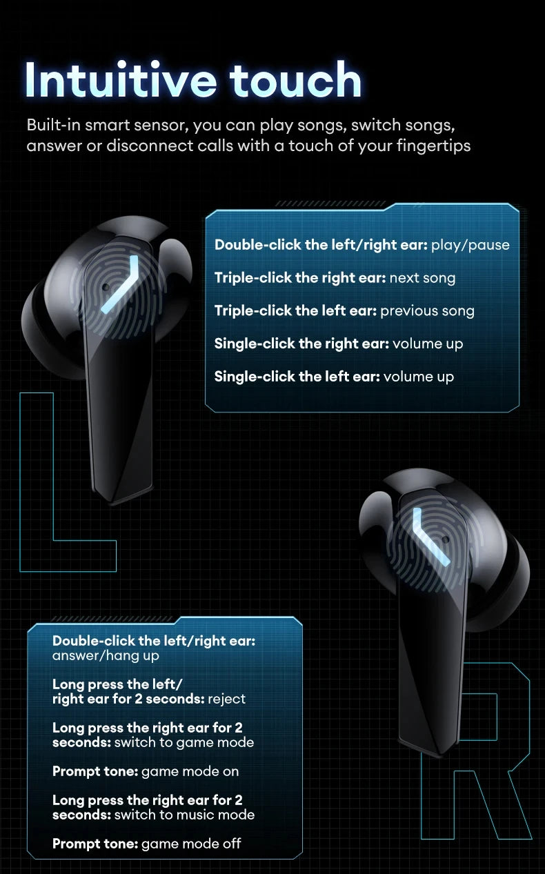 Lenovo XT53 Wireless Upgrade Bluetooth 5.4 Earphones Ultra Long Endurance Low Latency Gaming Headset LED Digital Display Earbuds