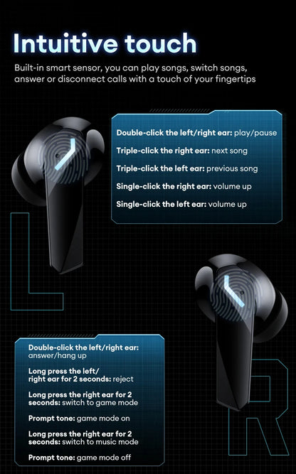 Lenovo XT53 Wireless Upgrade Bluetooth 5.4 Earphones Ultra Long Endurance Low Latency Gaming Headset LED Digital Display Earbuds
