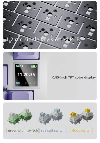 Ajazz Ak820 RGB Tri-Mode Gaming Mechanical Keyboard 82 Key Bluetooth 2.4GHz Wireless Gamer Keyboard Custom Gasket for Pc Laptop
