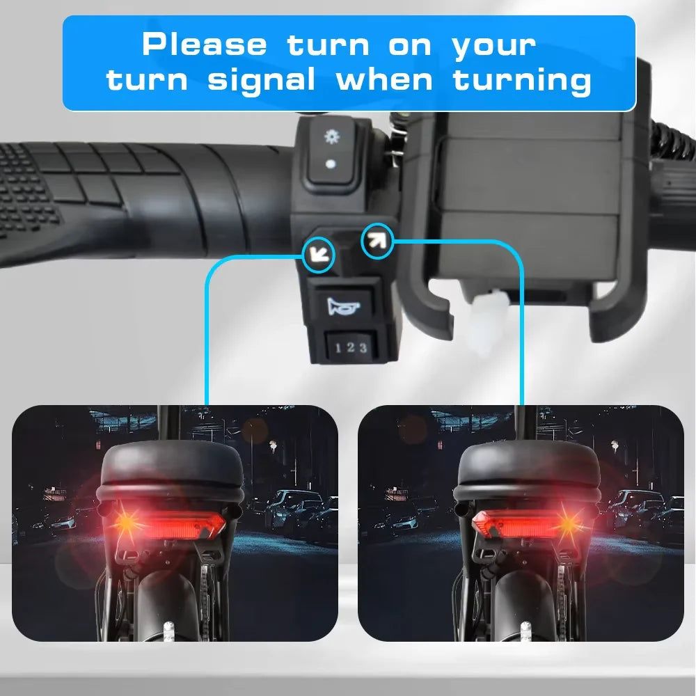 14 inch Electric Bike Folding 400W 48V 10AH 15AH Adults Ebike City Bicycle LED Turn Signal Lights 5 Shock Absorption