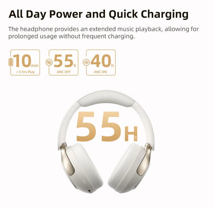 QCY H3 Pro ANC Wireless Bluetooth Headphone Hi-Res Spatial Audio Earphone with LDAC 50dB Active Noise Canceling Over Ear Headset