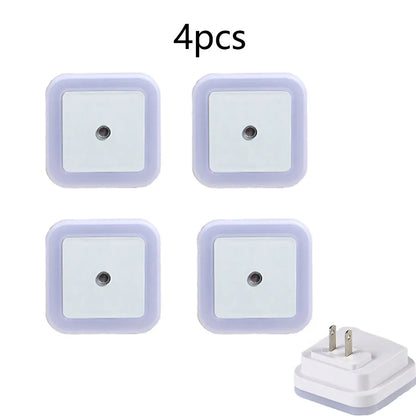 Plug in Dimmable Led Night Light with Auto Dusk to Dawn Sensor,for Hallway Bedroom Kids Room Kitchen Stairway，4Pack white light