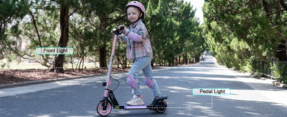 RCB R12 Electric Scooter for Kids Age 6-12, Colorful Lights, 6.5" Foldable E Scooter, LED Display, Lightweight Electric Scooter