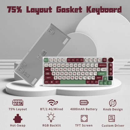 Ajazz Ak820 RGB Tri-Mode Gaming Mechanical Keyboard 82 Key Bluetooth 2.4GHz Wireless Gamer Keyboard Custom Gasket for Pc Laptop