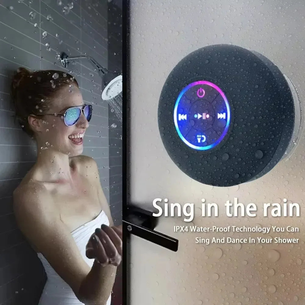 2025 New bathroom waterproof wireless LED suction Cup Mini Bluetooth speaker Portable outdoor sports stereo speakers