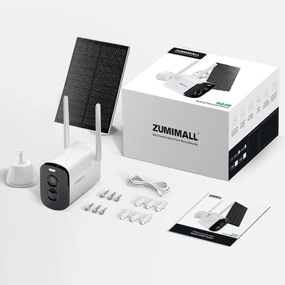 ZUMIMALL  2K Solar/battery Camera for Home Security, 3MP Color Night Vision, Wireless Outdoor,2.4GHz WiFi, 2-Way Talk,