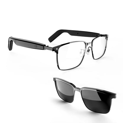 SG20 TWS 2-in-1 Smart Bluetooth Glasses - Convertible Sunglasses & Clear Lenses, Wireless Audio, Touch Control