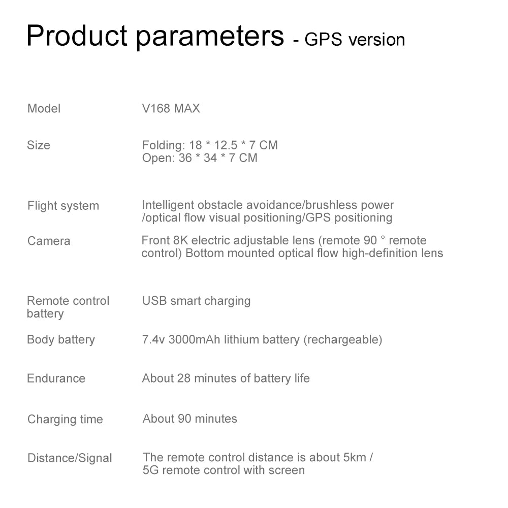 V168 PRO MAX GPS Drone Professional 8K Camera Aerial FPV Brush Avoiding Obstacle with Large Screen Remote Control Folding Drone