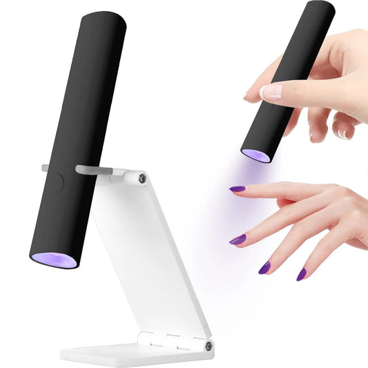 Mini UV Light for Gel Nails, LED Nail Lamp Handheld with Stand, Portable Nail Dryer Rechargeable USB Cordless for Fast Drying