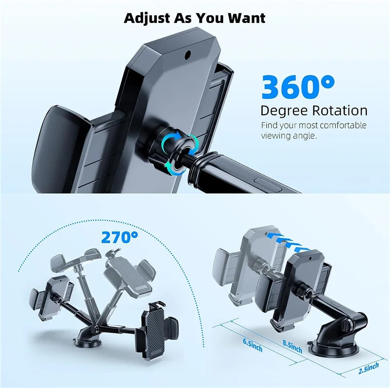 2025 NEW Universal Sucker Car Phone Holder 360° Windshield Car Dashboard Mobile Cell Support Bracket for Smartphones