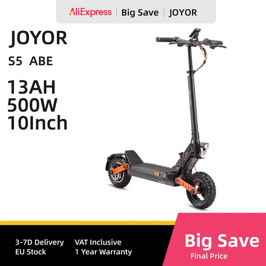 JOYOR S5 (ABE) For Adults EScooter 500W Motor 48V13AH Battery City Commuting E-Scooter 10 Inch Air Tire Electric Scooter