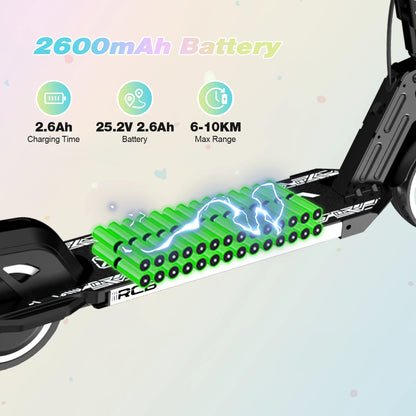 RCB R12 Electric Scooter for Kids Age 6-12, Colorful Lights, 6.5" Foldable E Scooter, LED Display, Lightweight Electric Scooter