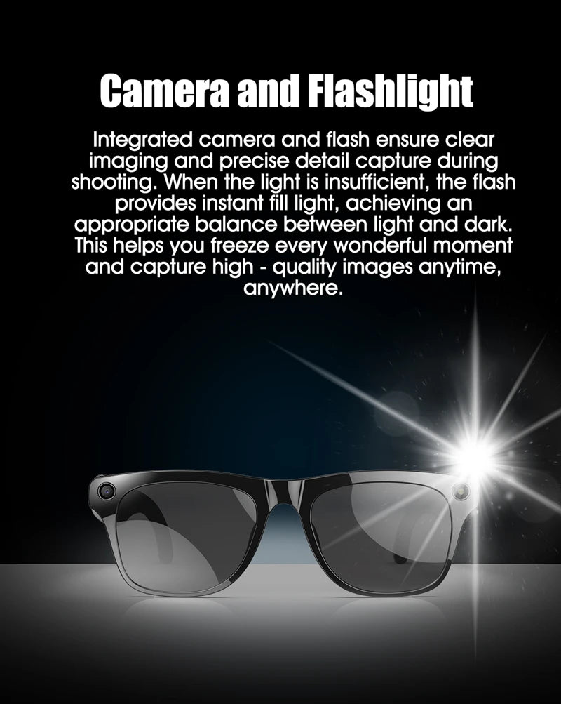 4K AI Smart Photochromic Glasses Multifunction Camera Bluetooth Call Voice Assistant Music Player Translate Glasses For Xiaomi