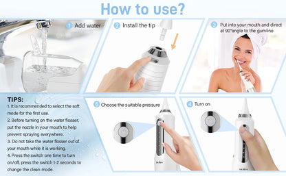 Sejoy Cordless Electric Water Flossers for Teeth Water Dental Flosser Portable Oral Irrigator Rechargeable