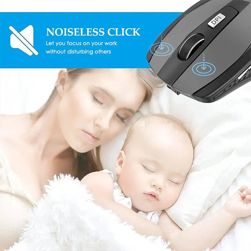 2.4G Wireless Mouse Bluetooth Mouse Ergonomic 800/1200/1600DPI 6 Mute Buttons Mouse For MacBook Tablet Laptops Computer PC