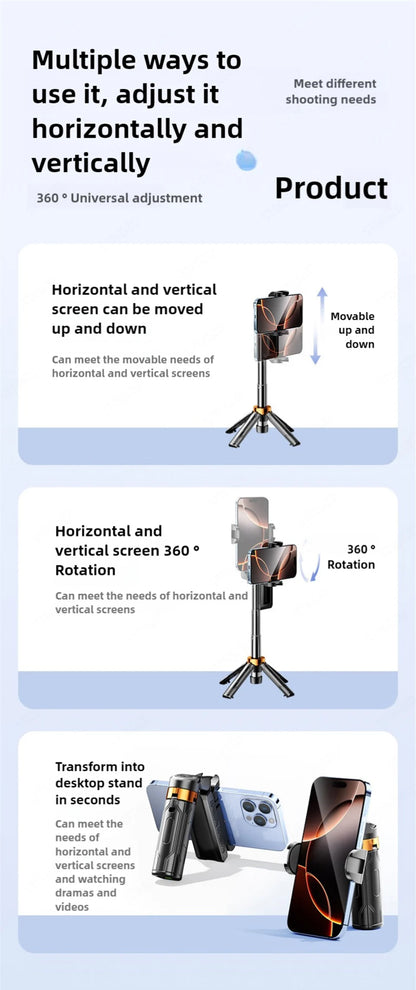 Super Mini Selfie Stick Portable Phone Holder Shooting Aid Versatile Integrated Design Bluetooth Remote For Live Broadcas