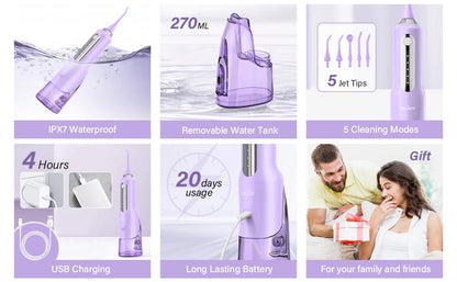 Sejoy Cordless Electric Water Flossers for Teeth Water Dental Flosser Portable Oral Irrigator Rechargeable